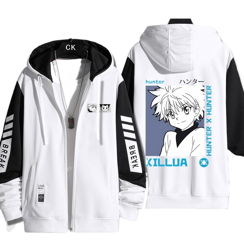 Unisex Anime Graphic Zipper Hooded Jacket