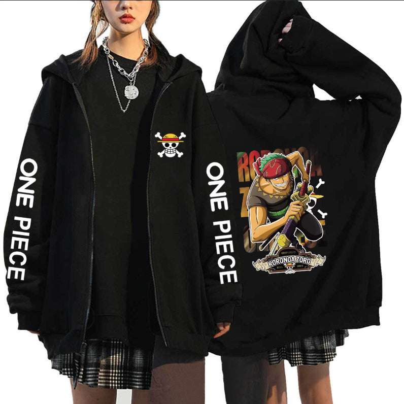 Unisex Luffy Printed Zipper Casual Hooded Jacket