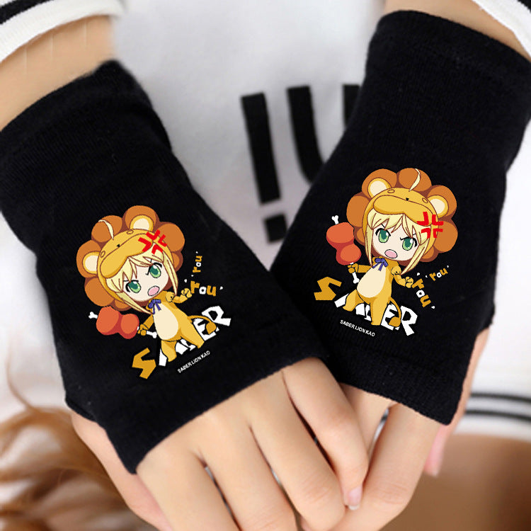 Trendy Anime Half Finger Gloves