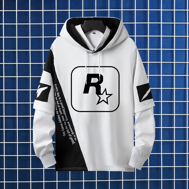 Men's Game Graphic Print Loose Pullover Hoodie