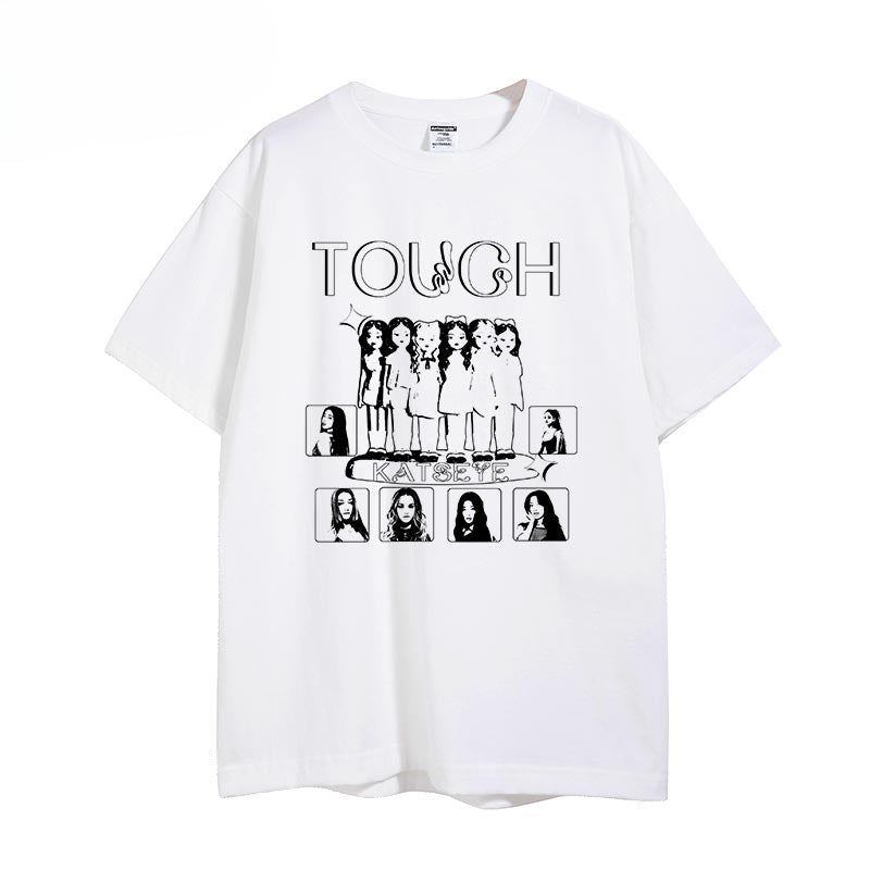 Men and Women KPOP Touch Pattern Cotton T-shirt