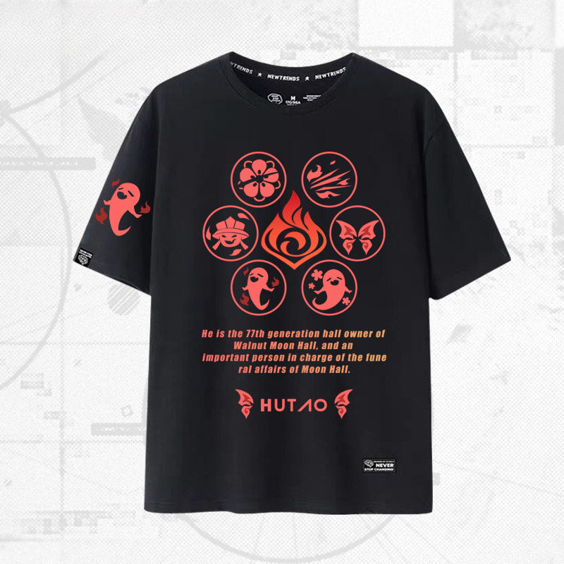 Unisex Game Hutao Casual Short-sleeved T-shirt