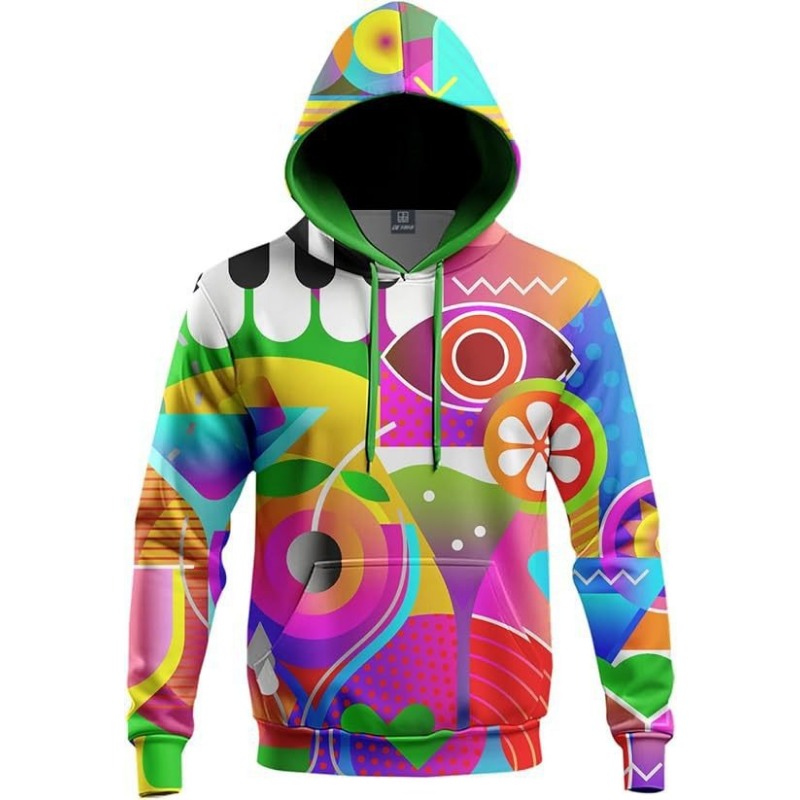 Splicing Pattern Digital Print Hoodie