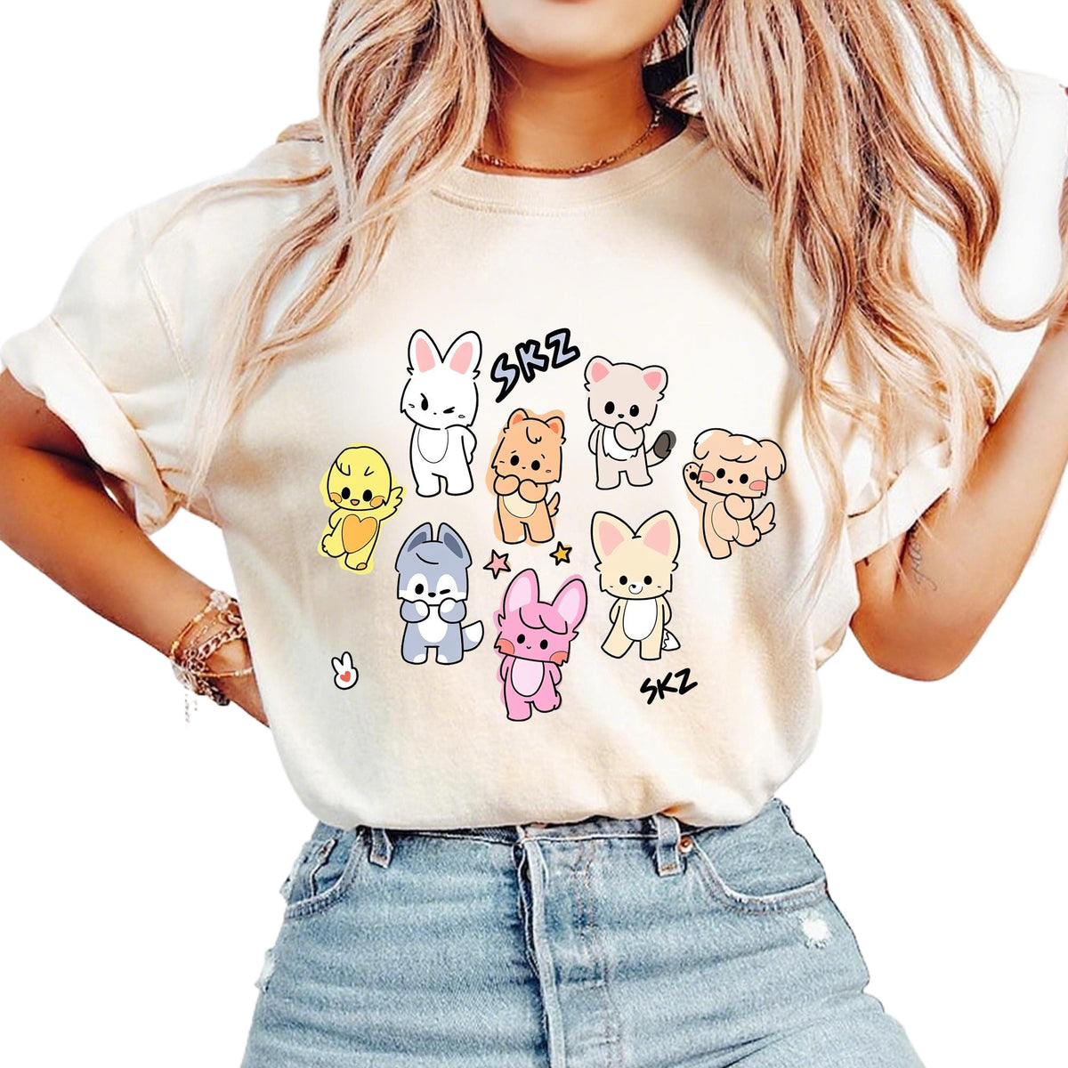 SKZ Graffiti Printed Crewneck T-Shirt Top