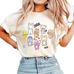SKZ Graffiti Printed Crewneck T-Shirt Top
