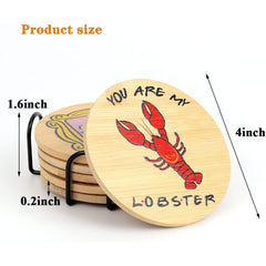 Friends Coasters Set of 6 Wooden Coasters for Drinks with Coaster Holder