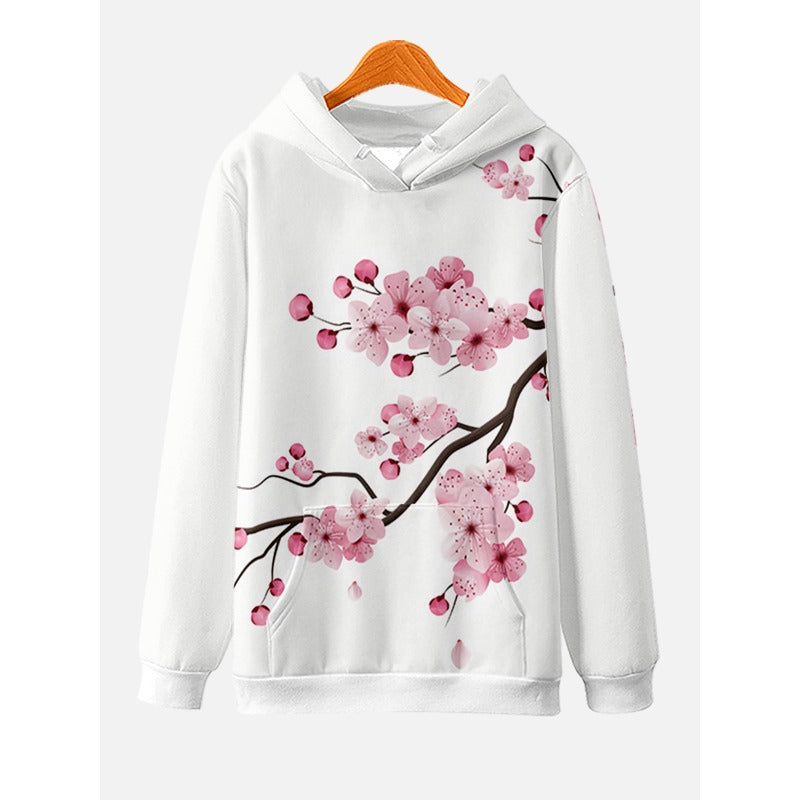 Plum Blossom Mountain Ink Casual Pullover Digital Hoodie