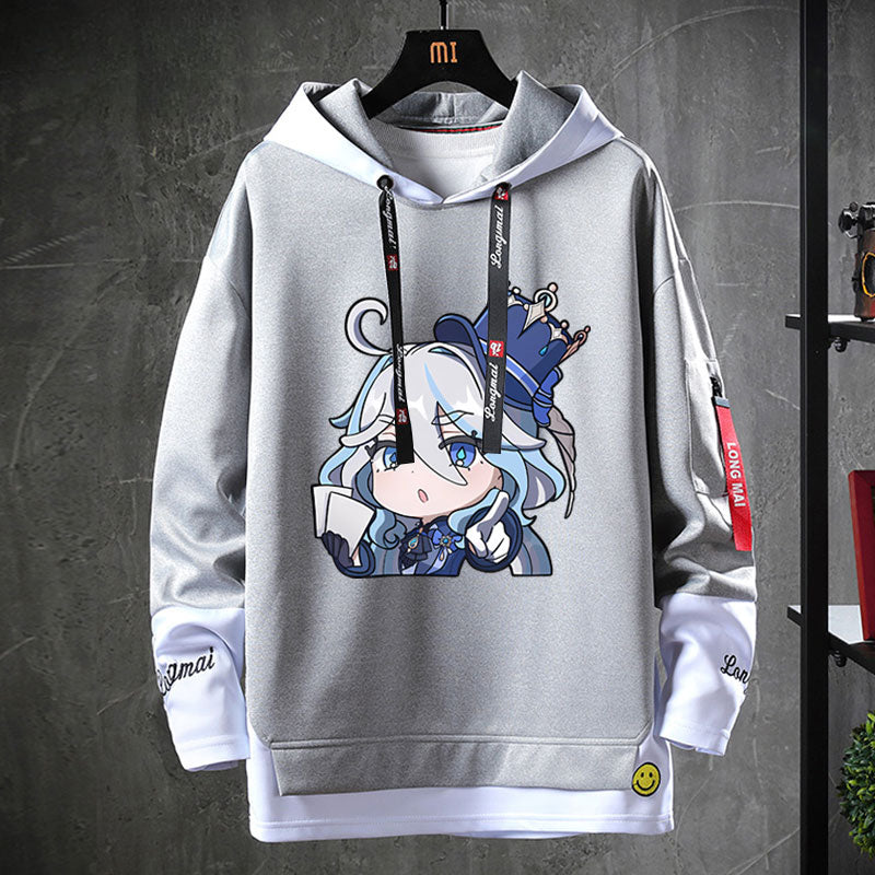 Unisex Game Furina Fake Two-piece Hoodie