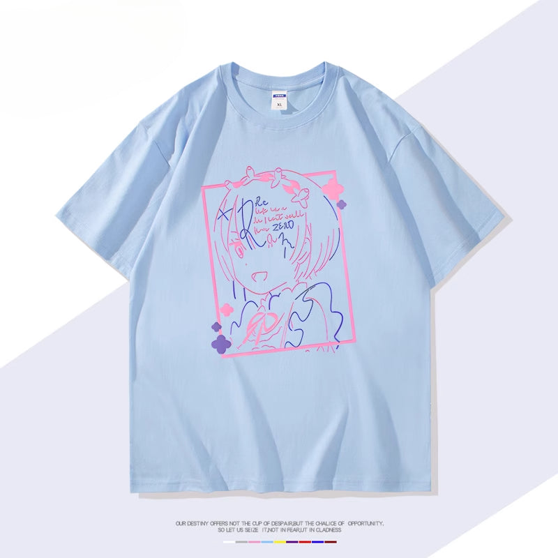 Rem Anime Cotton Short Sleeve Summer T-Shirt