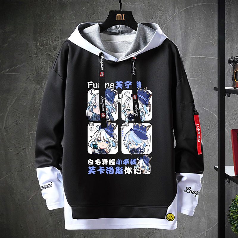 Unisex Game Furina Fake Two-piece Hoodie