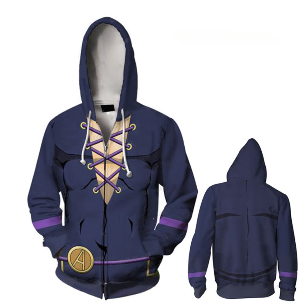 Unisex JOJO 3D Printed Cosplay Zipper Hoodie