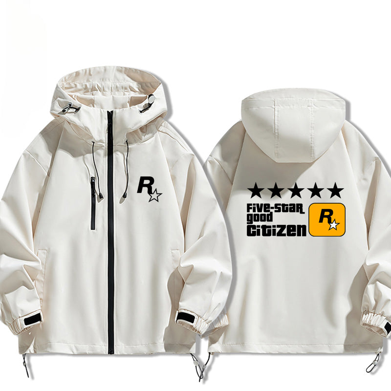 Game R Star Pattern Hooded Loose Jacket