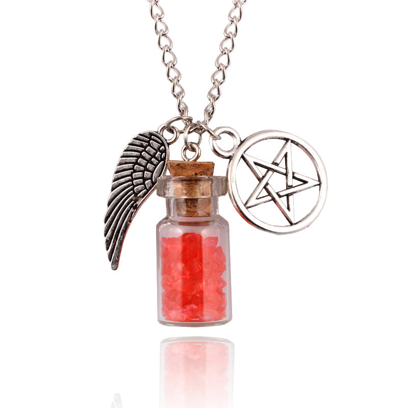 Wishing Salt Bottle Wings Necklace