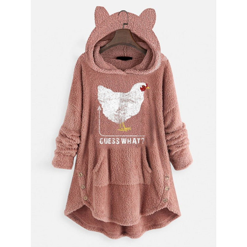 Women's Cat Ears Hooded Long-sleeved Coat