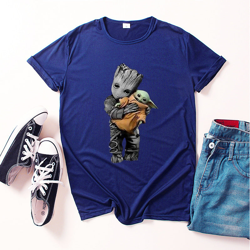 Casual Unisex Groot Printed Loose T-shirt