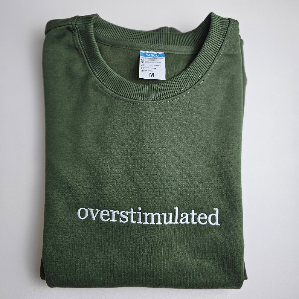 Overstimulated Embroidered Crew Neck Sweatshirt