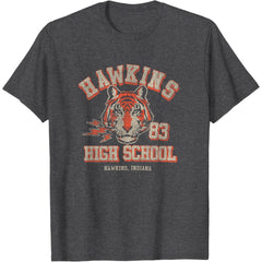 Hawkins High School Distressed Chest Poster T-Shirt