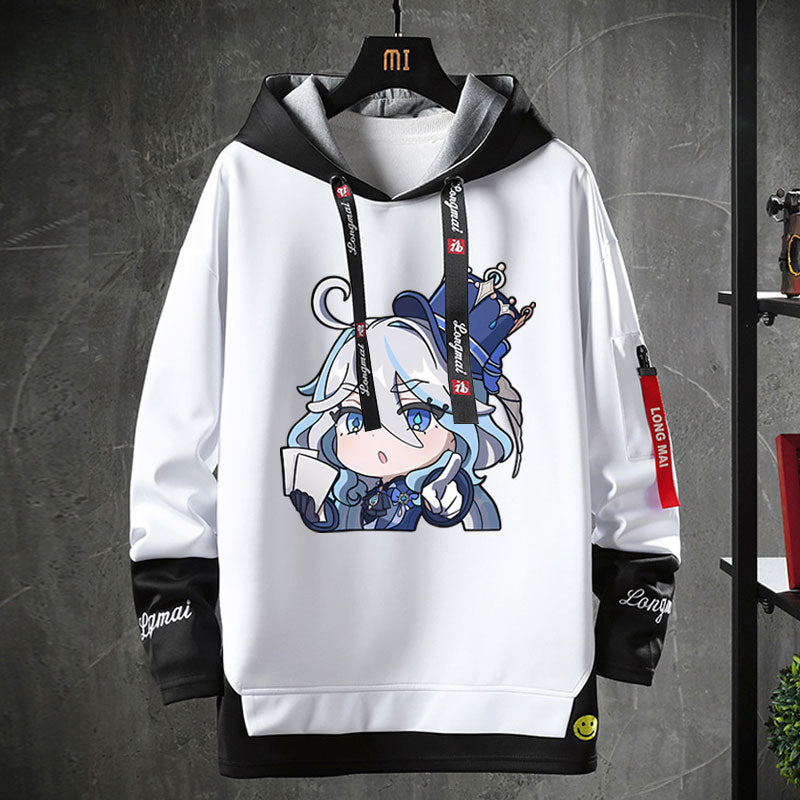 Unisex Game Furina Fake Two-piece Hoodie