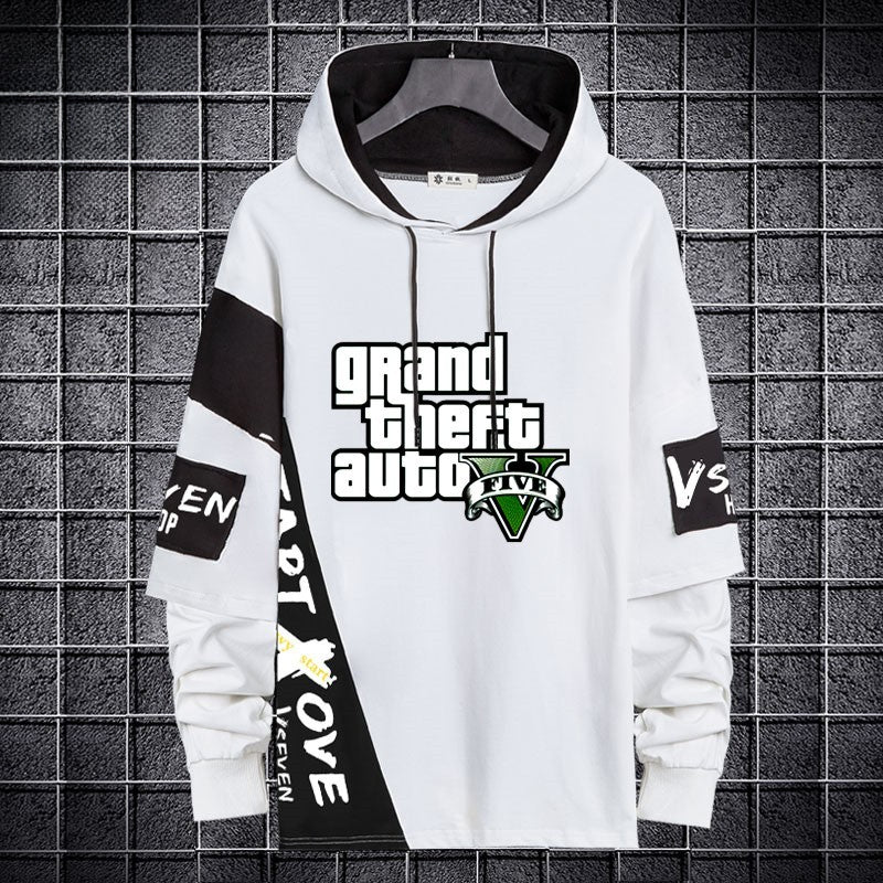 Men's Game Printed Casual Pullover Hoodie