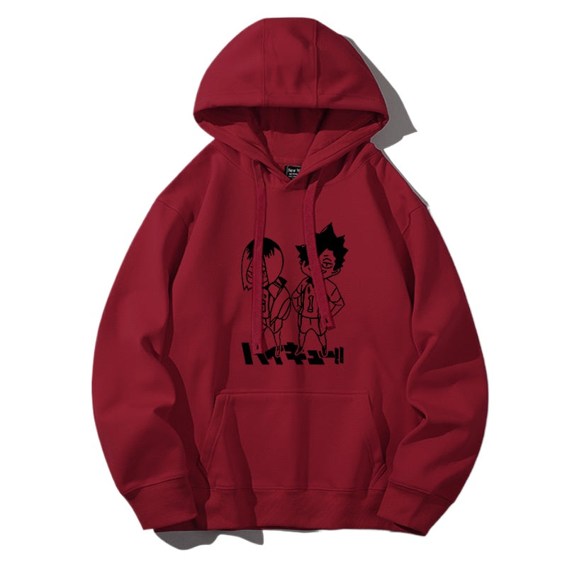 Casual Anime Graphic Print Pullover Hoodie