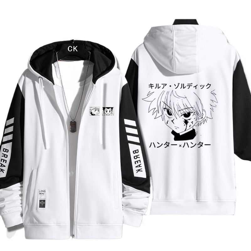 Unisex Anime Graphic Zipper Hooded Jacket