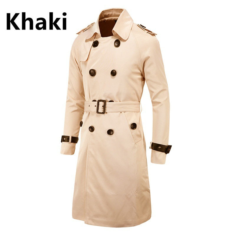 Men's Boutique Long Slim Double-breasted Trench Coat