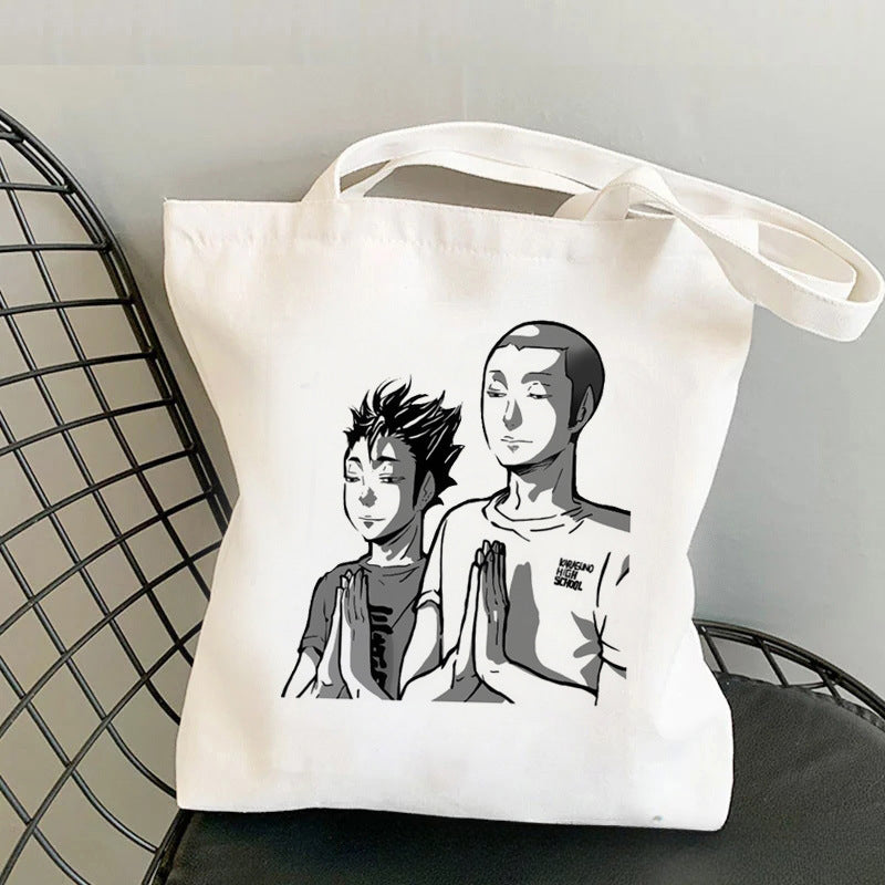 Trendy Anime Printed Canvas Shoulder Tote Bag