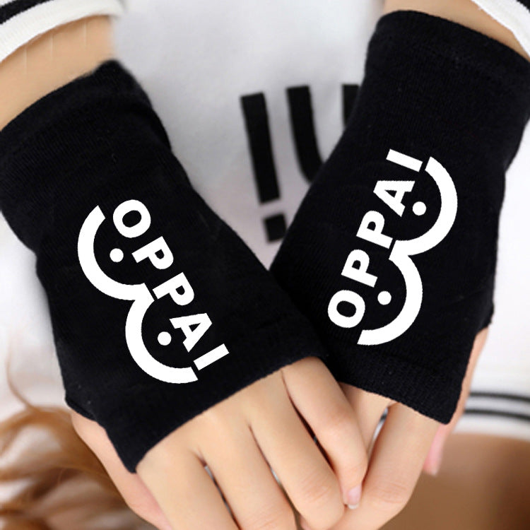 Trendy Anime Half Finger Gloves