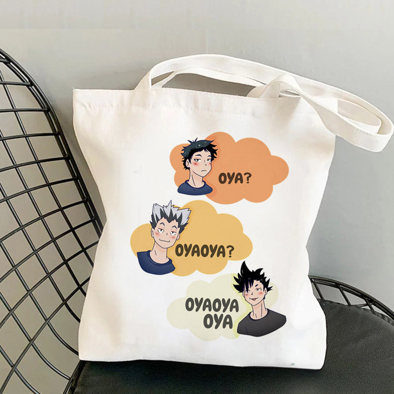 Trendy Anime Printed Canvas Shoulder Tote Bag