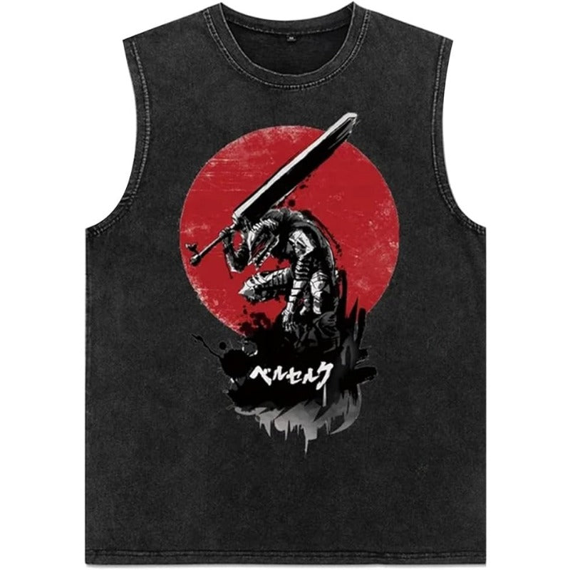 Men's Anime Print Cotton Sleeveless Vest