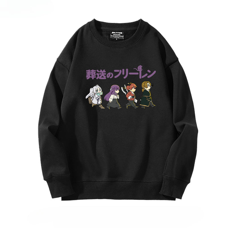 Women's Anime Print Crew Neck Sweatshirt