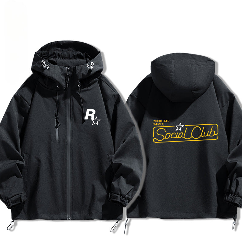 Game R Star Pattern Hooded Loose Jacket