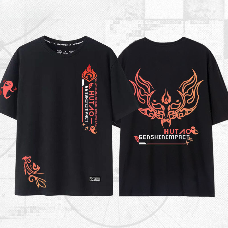 Unisex Game Hutao Casual Short-sleeved T-shirt