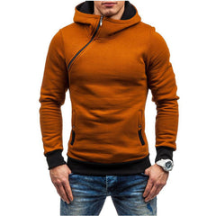 Men's Pullover Diagonal Zipper Hoodie