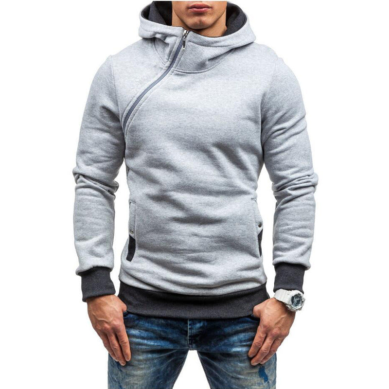 Men's Pullover Diagonal Zipper Hoodie