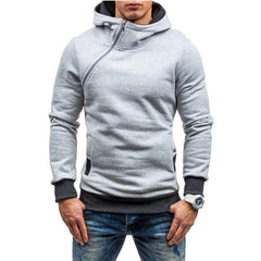 Men's Pullover Diagonal Zipper Hoodie