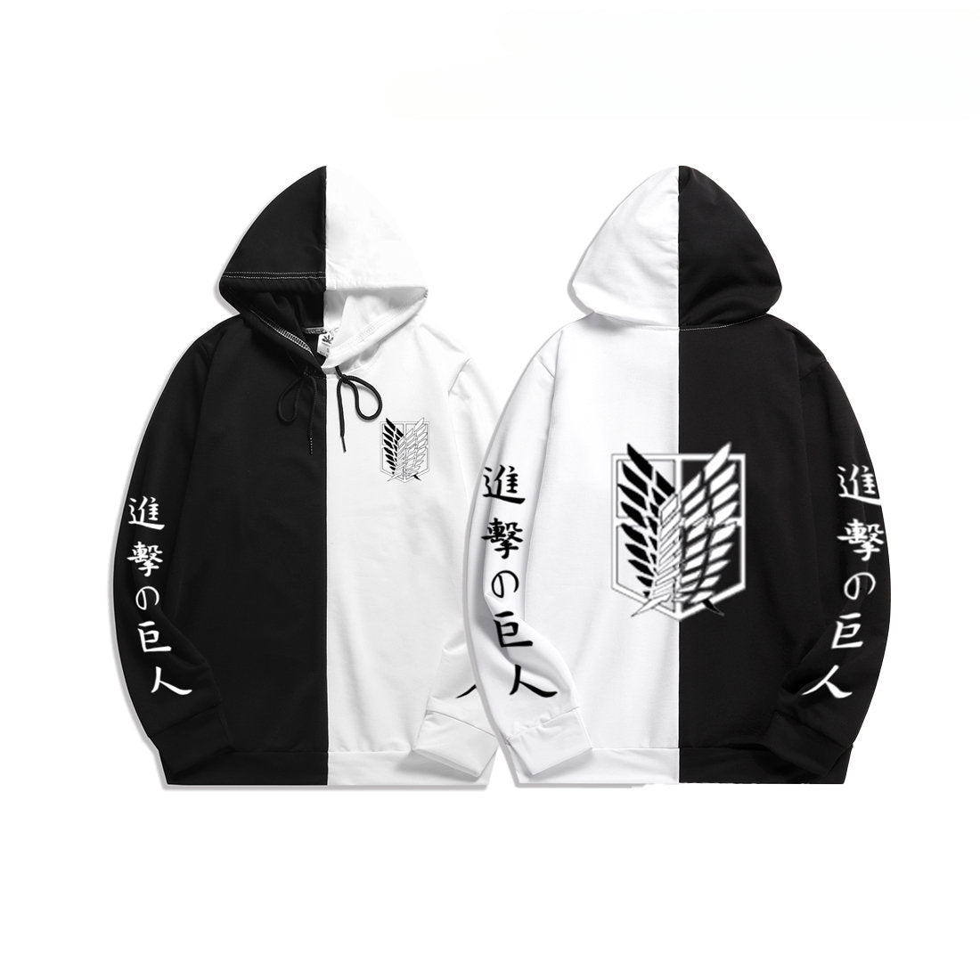 Trendy Unisex Anime Logo Color Block Hoodie