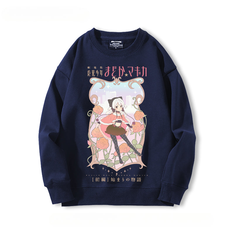 Cute Girls' Anime Crew Neck Sweatshirt