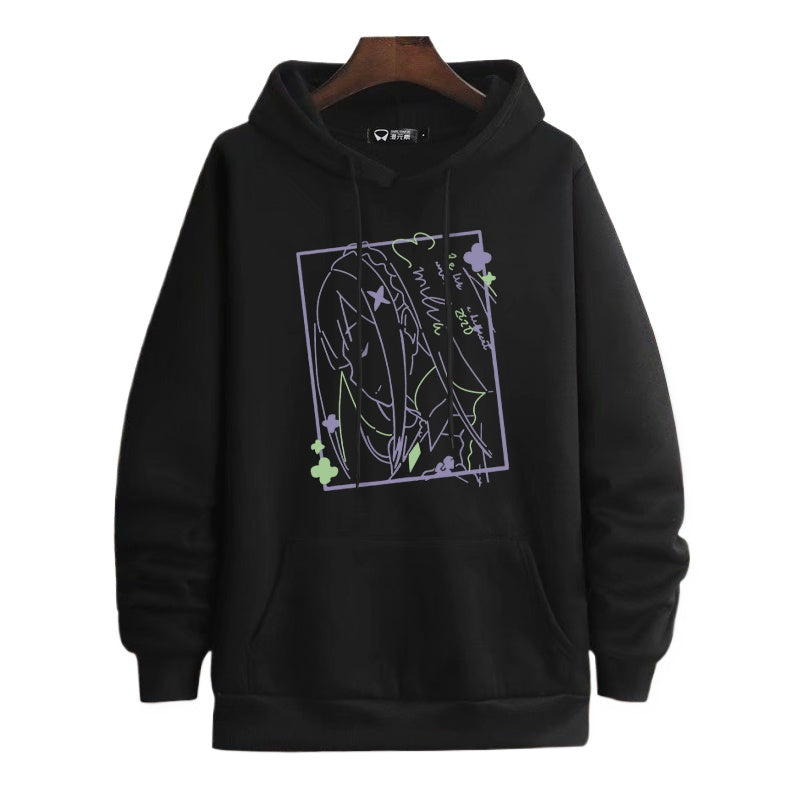 Casual Anime Graphic Print Pullover Hoodie