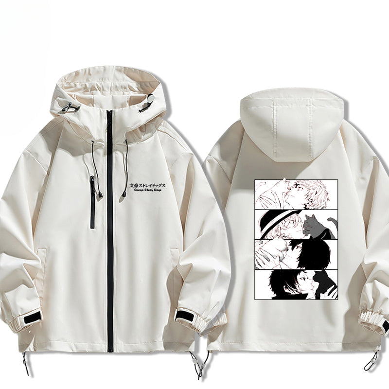 Casual Anime Graphic Print Zipper Hooded Jacket
