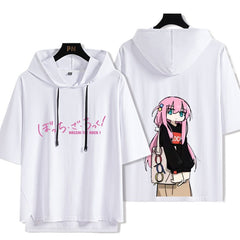 Trendy Bocchi Anime Hooded Short-sleeved T-shirt