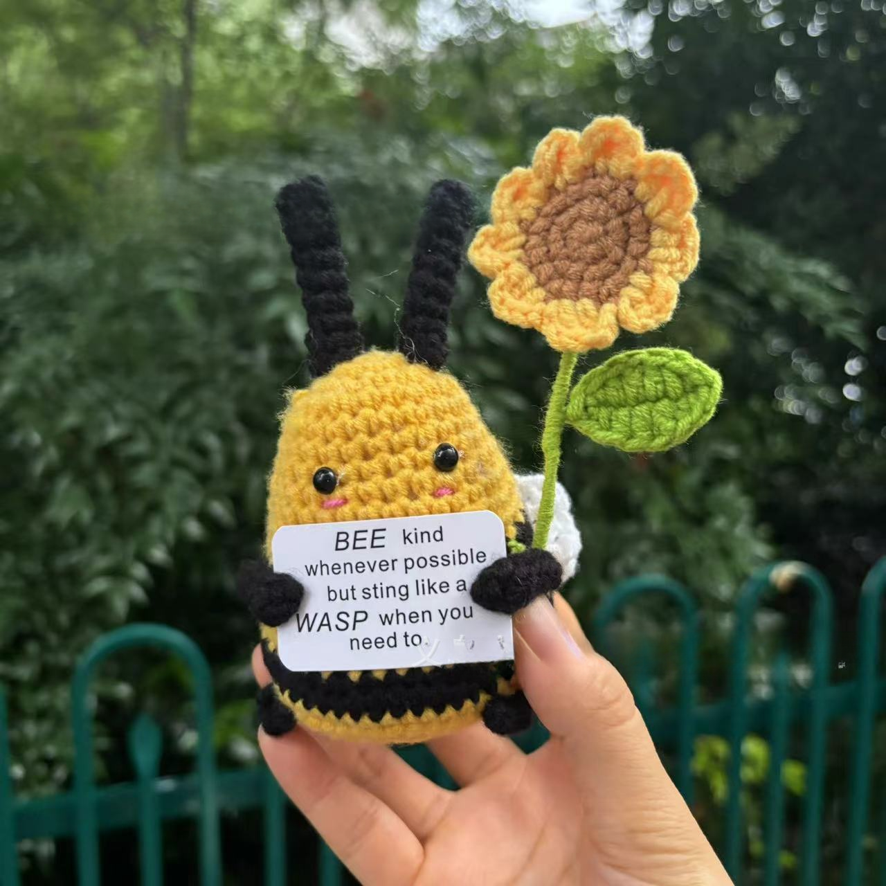 Knitted Bee Positive Doll Pendant