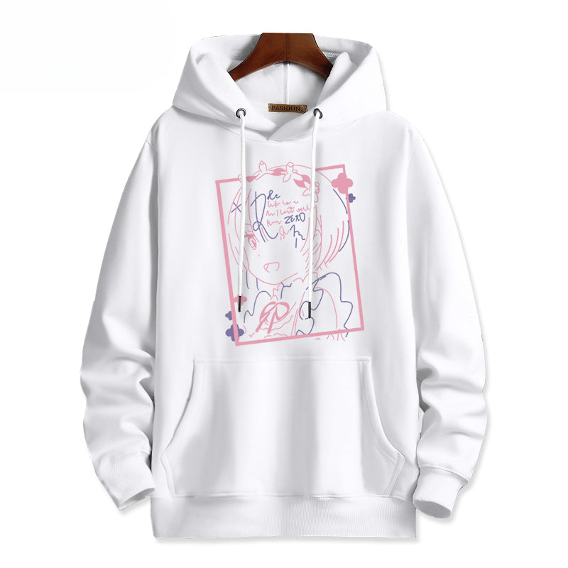 Casual Anime Graphic Print Pullover Hoodie