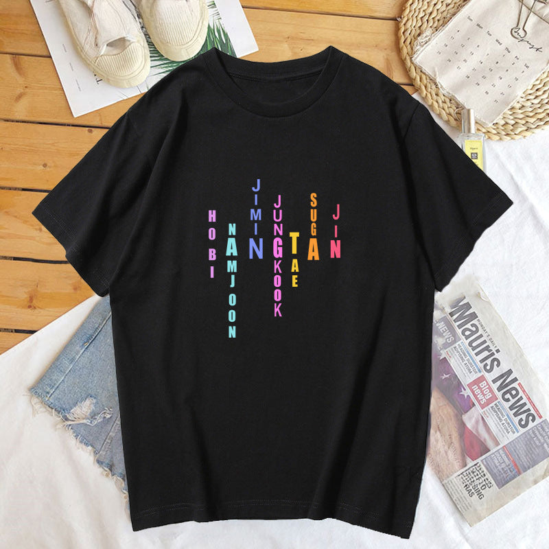 Chic Kpop Letter Print Relaxed T-shirt