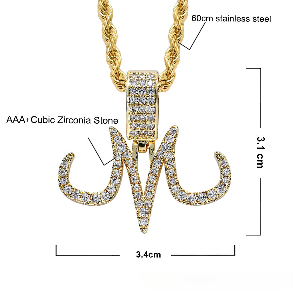 Trendy Anime Logo Pendant Zircon Necklace