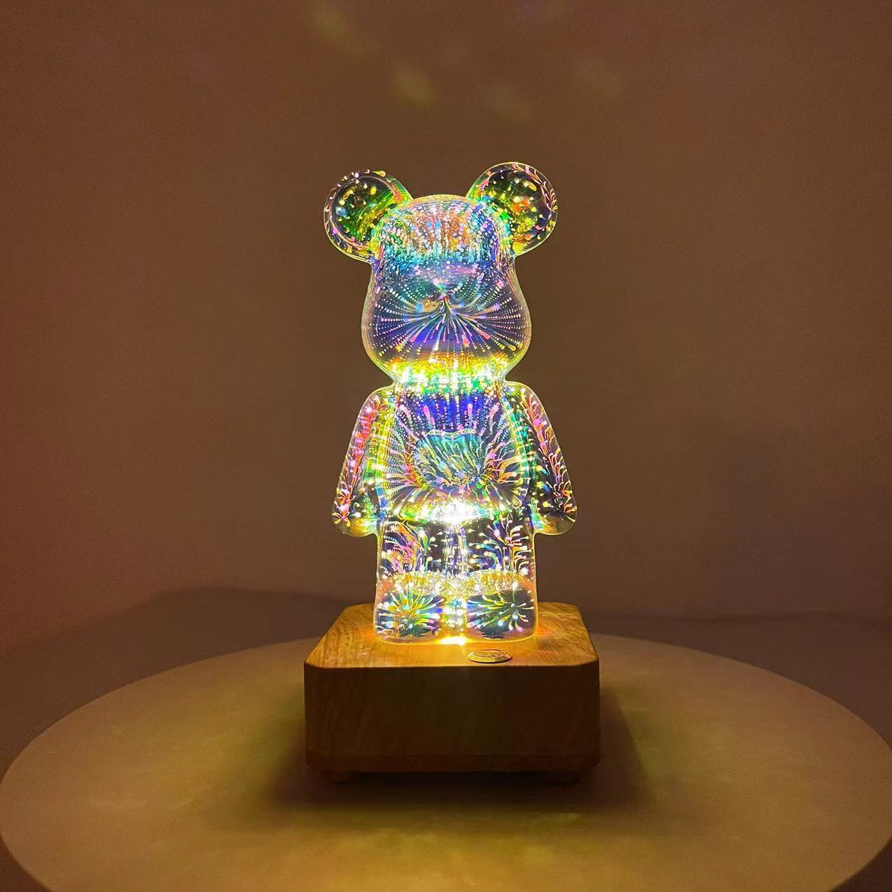 3D Fireworks Bear Glass Led Lamp