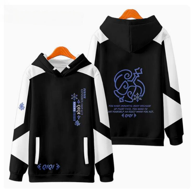 Unisex Casual Hutao Game Hooded Zip Up Coat