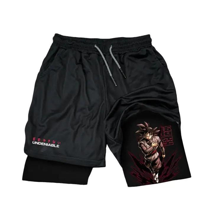 Casual Men's Anime Printed Double-layer Sports Shorts