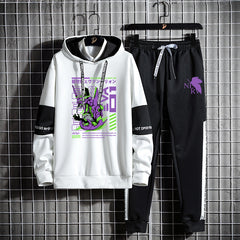 Men's EVA Graphic Print Hoodie Trousers Suit