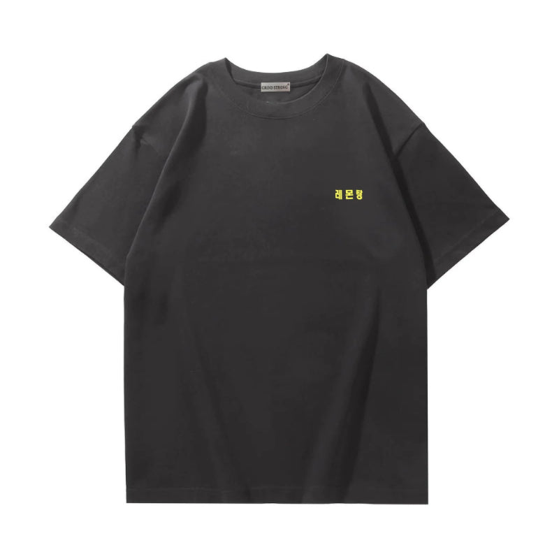 H2H LEMON TANG Korean Letter Short-sleeved T-shirt